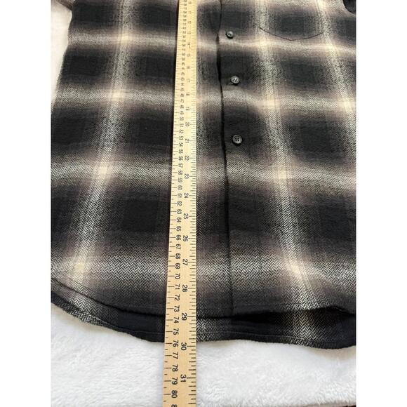 John Elliot Brushed Flannel Button Up Shirt White Black Plaid Medium - Picture 6 of 6